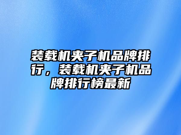 裝載機(jī)夾子機(jī)品牌排行，裝載機(jī)夾子機(jī)品牌排行榜最新