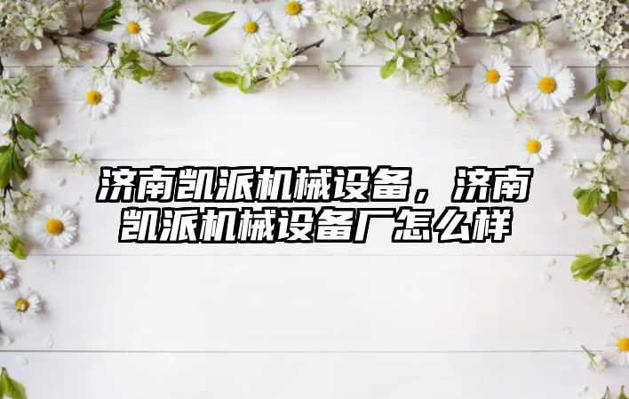 濟(jì)南凱派機(jī)械設(shè)備，濟(jì)南凱派機(jī)械設(shè)備廠怎么樣