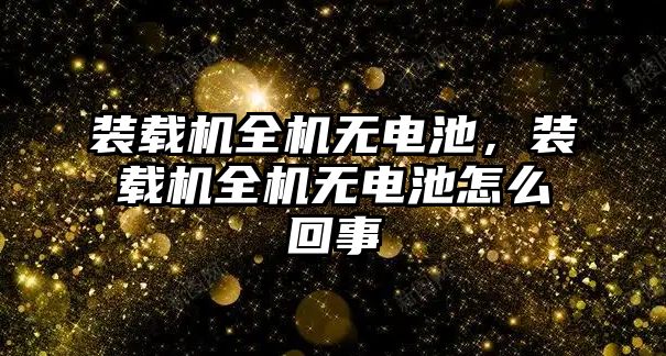 裝載機(jī)全機(jī)無電池，裝載機(jī)全機(jī)無電池怎么回事
