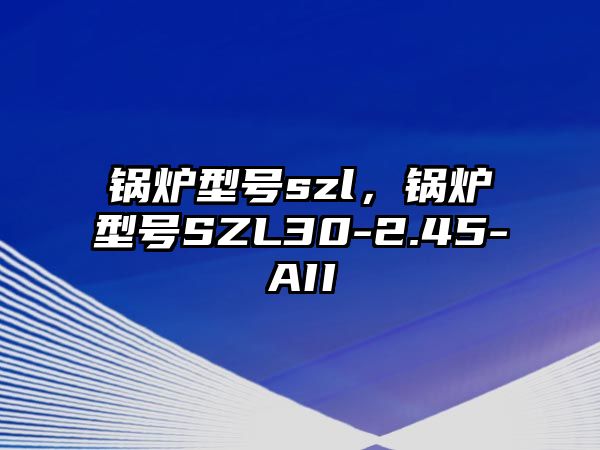 鍋爐型號szl，鍋爐型號SZL30-2.45-AII
