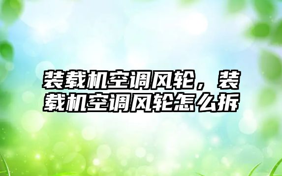 裝載機空調(diào)風(fēng)輪，裝載機空調(diào)風(fēng)輪怎么拆