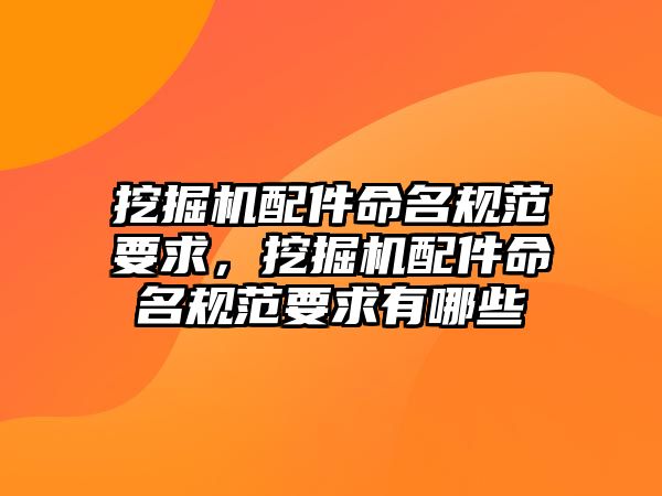 挖掘機配件命名規(guī)范要求，挖掘機配件命名規(guī)范要求有哪些