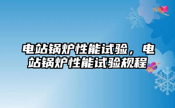 電站鍋爐性能試驗，電站鍋爐性能試驗規(guī)程