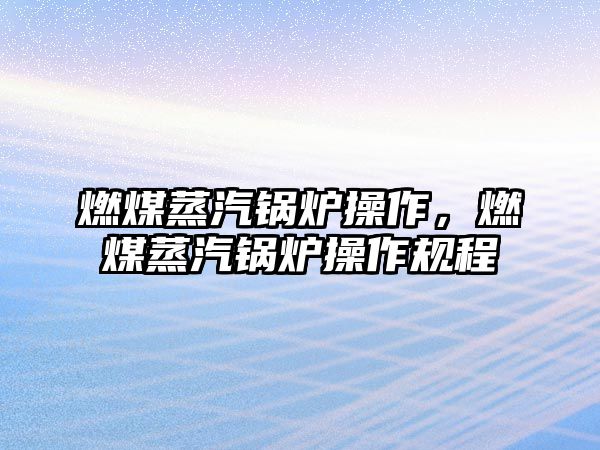 燃煤蒸汽鍋爐操作，燃煤蒸汽鍋爐操作規(guī)程