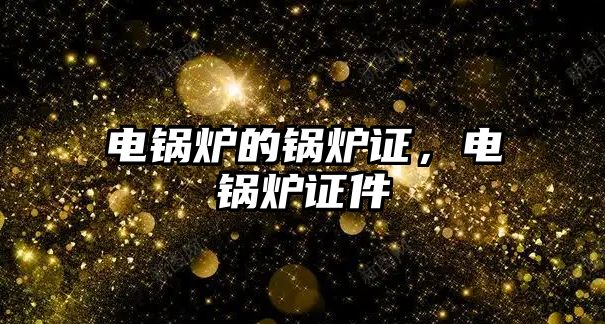 電鍋爐的鍋爐證，電鍋爐證件
