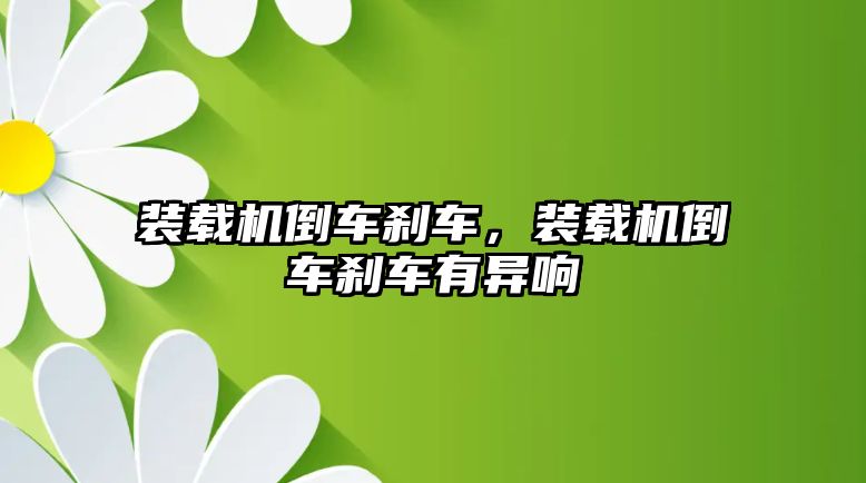 裝載機倒車剎車，裝載機倒車剎車有異響