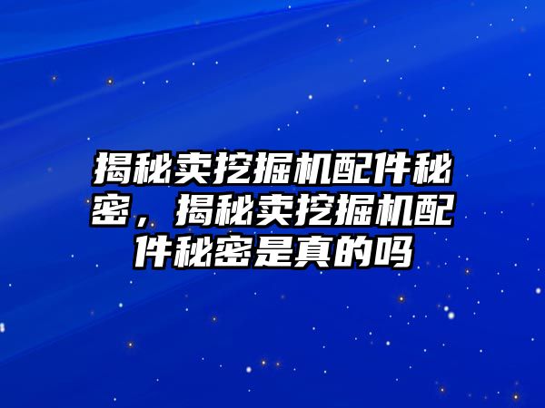 揭秘賣挖掘機(jī)配件秘密，揭秘賣挖掘機(jī)配件秘密是真的嗎