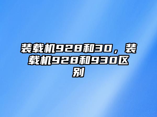 裝載機(jī)928和30，裝載機(jī)928和930區(qū)別