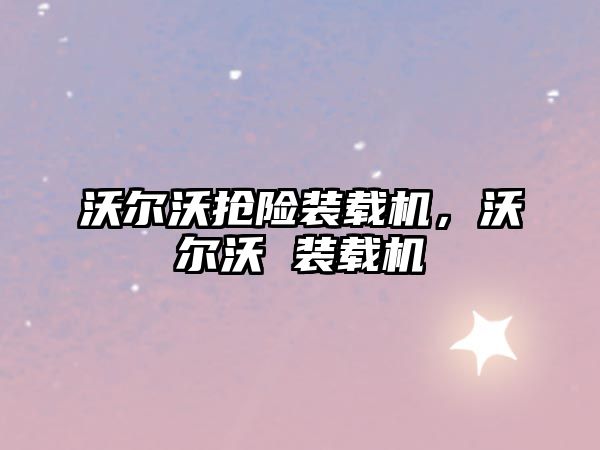 沃爾沃搶險(xiǎn)裝載機(jī)，沃爾沃 裝載機(jī)