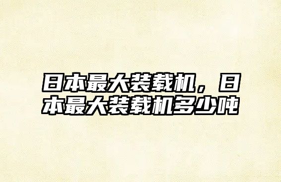 日本最大裝載機，日本最大裝載機多少噸