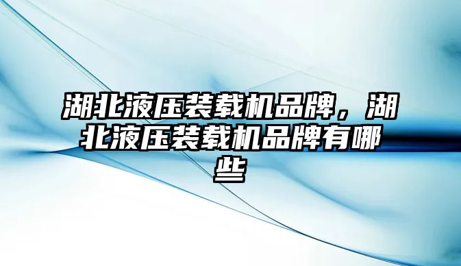 湖北液壓裝載機(jī)品牌，湖北液壓裝載機(jī)品牌有哪些