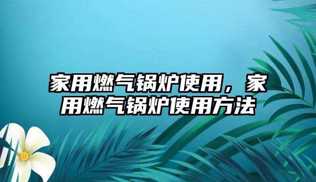 家用燃氣鍋爐使用，家用燃氣鍋爐使用方法