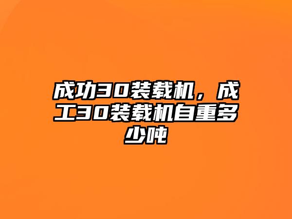 成功30裝載機，成工30裝載機自重多少噸