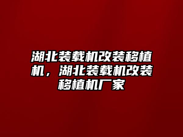 湖北裝載機改裝移植機，湖北裝載機改裝移植機廠家