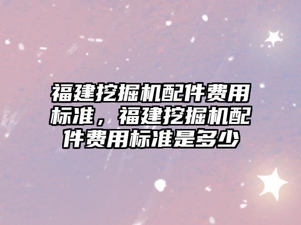 福建挖掘機(jī)配件費(fèi)用標(biāo)準(zhǔn)，福建挖掘機(jī)配件費(fèi)用標(biāo)準(zhǔn)是多少
