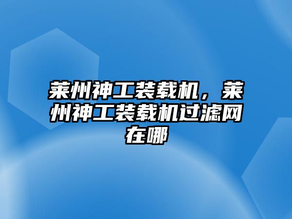 萊州神工裝載機(jī)，萊州神工裝載機(jī)過濾網(wǎng)在哪
