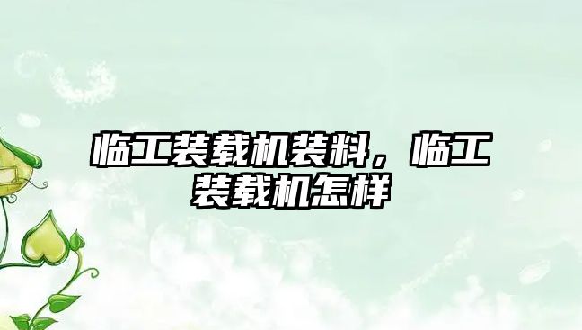 臨工裝載機裝料，臨工裝載機怎樣
