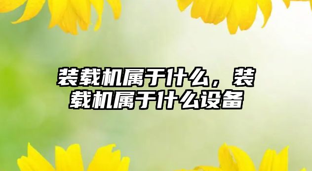 裝載機屬于什么，裝載機屬于什么設備