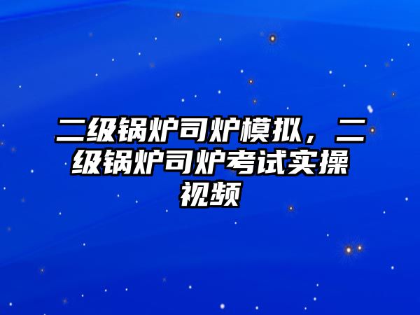 二級鍋爐司爐模擬，二級鍋爐司爐考試實操視頻