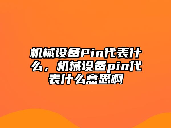機(jī)械設(shè)備Pin代表什么，機(jī)械設(shè)備pin代表什么意思啊