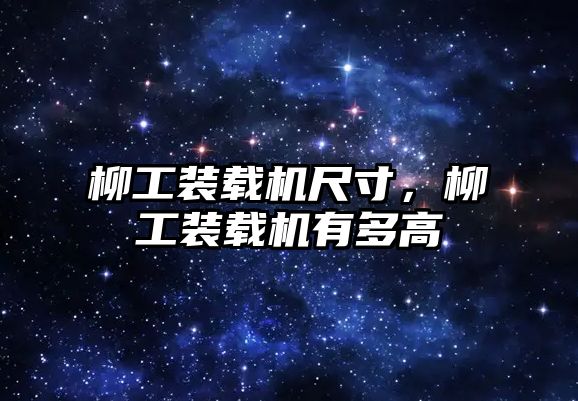 柳工裝載機尺寸，柳工裝載機有多高