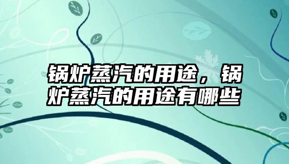 鍋爐蒸汽的用途，鍋爐蒸汽的用途有哪些