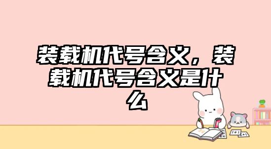 裝載機代號含義，裝載機代號含義是什么