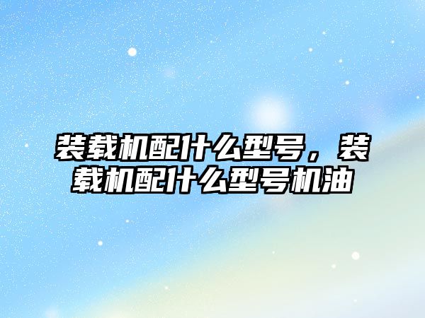裝載機配什么型號，裝載機配什么型號機油