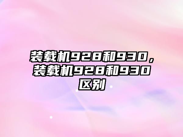 裝載機(jī)928和930，裝載機(jī)928和930區(qū)別