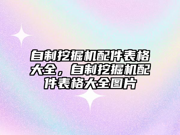 自制挖掘機配件表格大全，自制挖掘機配件表格大全圖片