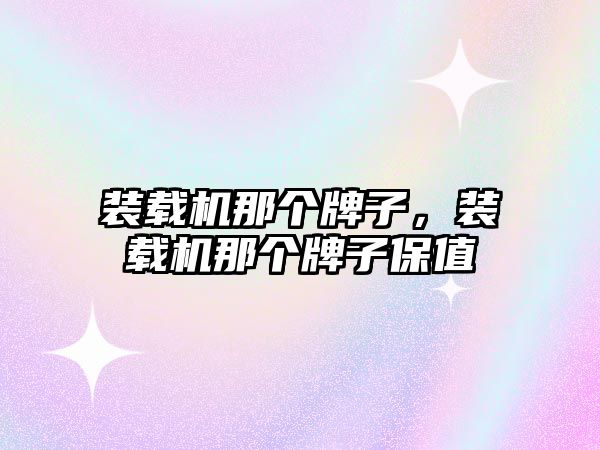 裝載機(jī)那個(gè)牌子，裝載機(jī)那個(gè)牌子保值