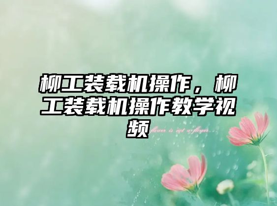 柳工裝載機操作，柳工裝載機操作教學視頻