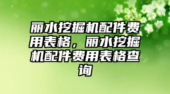 麗水挖掘機(jī)配件費(fèi)用表格，麗水挖掘機(jī)配件費(fèi)用表格查詢(xún)