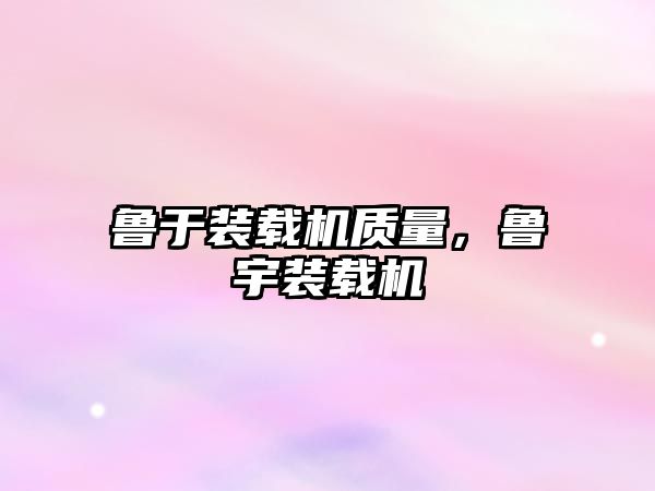 魯于裝載機質(zhì)量，魯宇裝載機