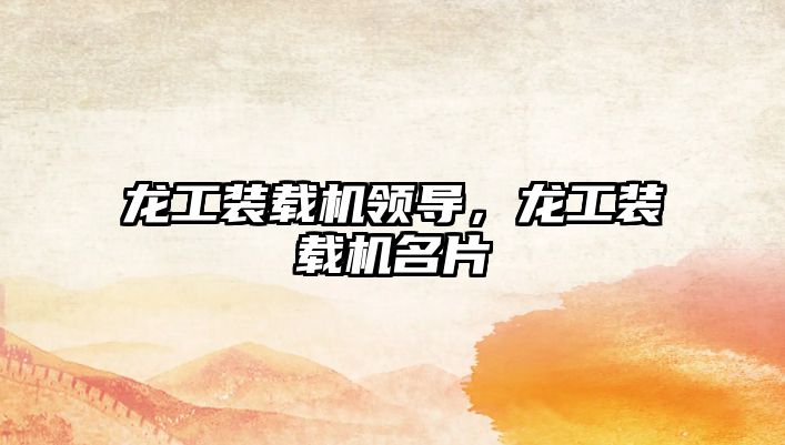 龍工裝載機(jī)領(lǐng)導(dǎo)，龍工裝載機(jī)名片