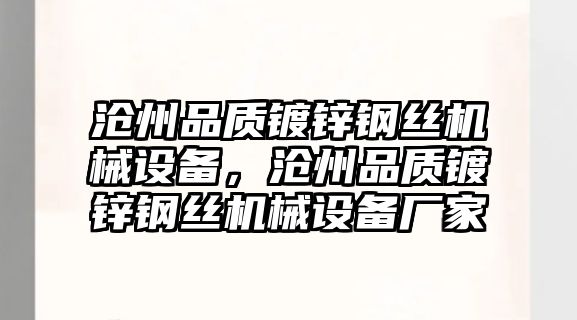 滄州品質(zhì)鍍鋅鋼絲機械設(shè)備，滄州品質(zhì)鍍鋅鋼絲機械設(shè)備廠家