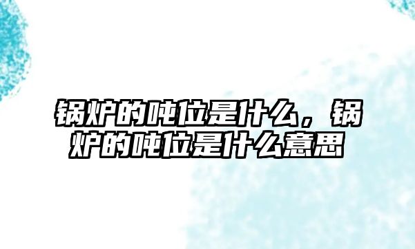 鍋爐的噸位是什么，鍋爐的噸位是什么意思