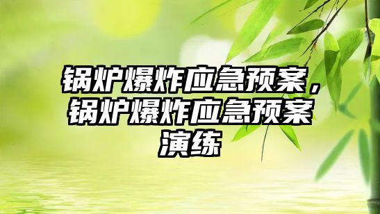 鍋爐爆炸應(yīng)急預(yù)案，鍋爐爆炸應(yīng)急預(yù)案演練