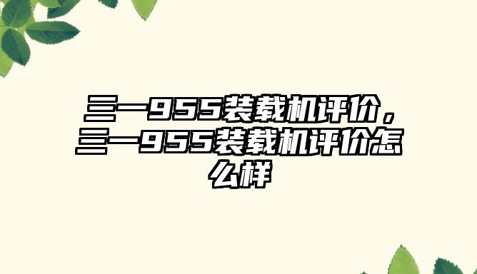 三一955裝載機(jī)評(píng)價(jià)，三一955裝載機(jī)評(píng)價(jià)怎么樣