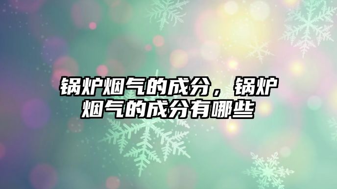 鍋爐煙氣的成分，鍋爐煙氣的成分有哪些