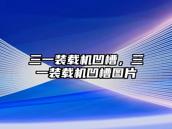 三一裝載機凹槽，三一裝載機凹槽圖片