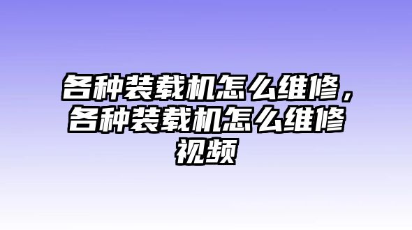 各種裝載機(jī)怎么維修，各種裝載機(jī)怎么維修視頻