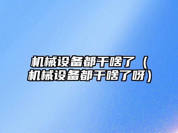 機(jī)械設(shè)備都干啥了（機(jī)械設(shè)備都干啥了呀）