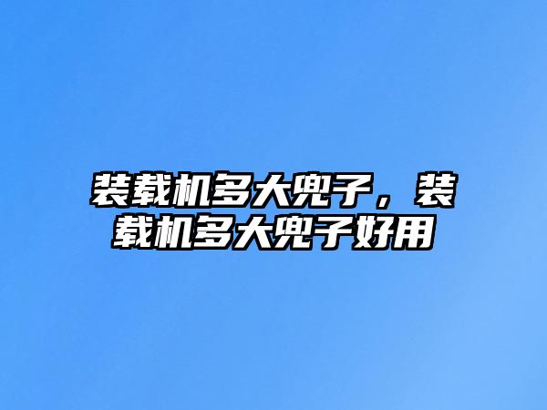 裝載機(jī)多大兜子，裝載機(jī)多大兜子好用