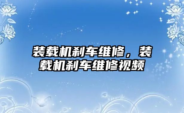 裝載機剎車維修，裝載機剎車維修視頻