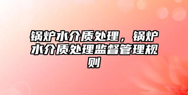 鍋爐水介質(zhì)處理，鍋爐水介質(zhì)處理監(jiān)督管理規(guī)則