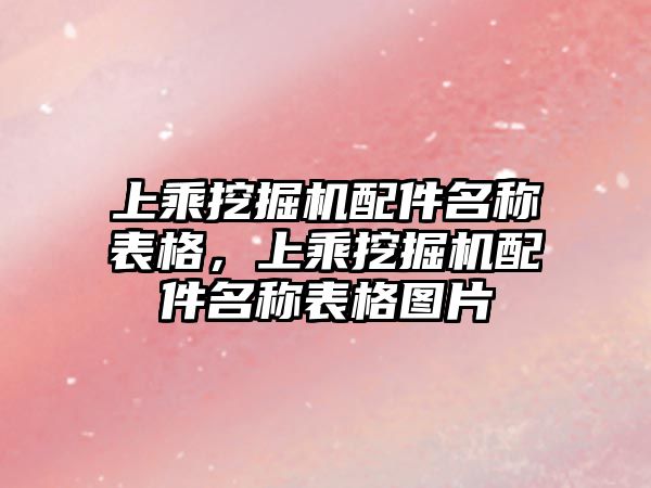 上乘挖掘機配件名稱表格，上乘挖掘機配件名稱表格圖片