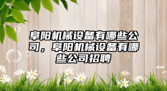 阜陽機(jī)械設(shè)備有哪些公司，阜陽機(jī)械設(shè)備有哪些公司招聘