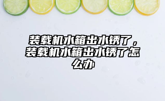 裝載機水箱出水銹了，裝載機水箱出水銹了怎么辦