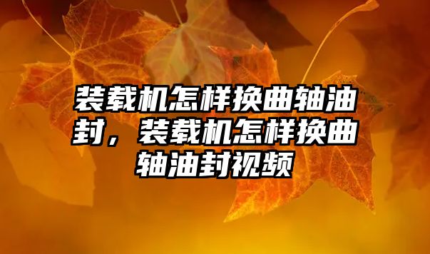 裝載機怎樣換曲軸油封，裝載機怎樣換曲軸油封視頻